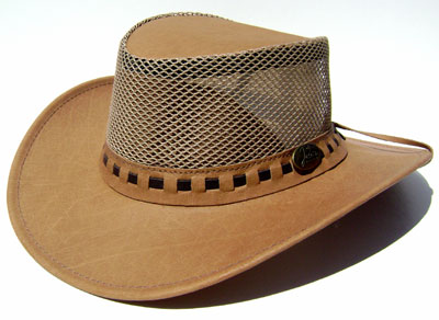 Walkabout Safari Leather Mesh Crushable Hat