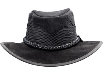 "Inlaid Peaks" Mesh and Leather Hat - Black